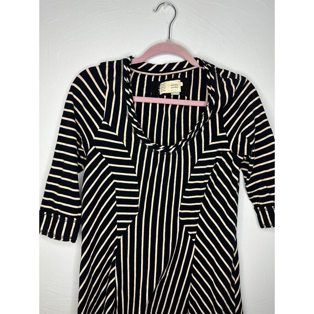 Anthropologie Saturday Sunday Cotton Jersey Dress Size Large Striped Black White - Picture 2 of 6